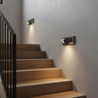 Modern Recessed Wall Lights Illuminating Wooden Staircase