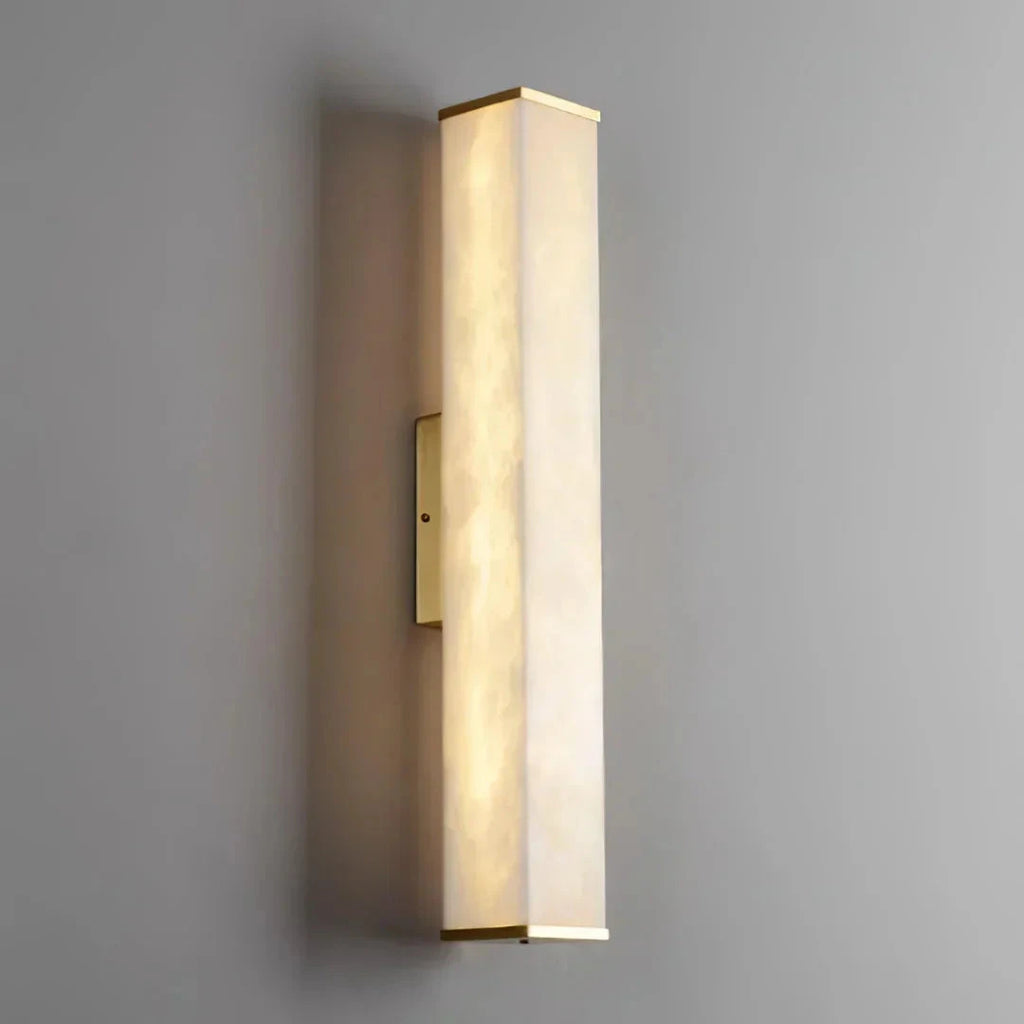 Illuminated Rectangular Alabaster LED Wall Sconce Studio Display