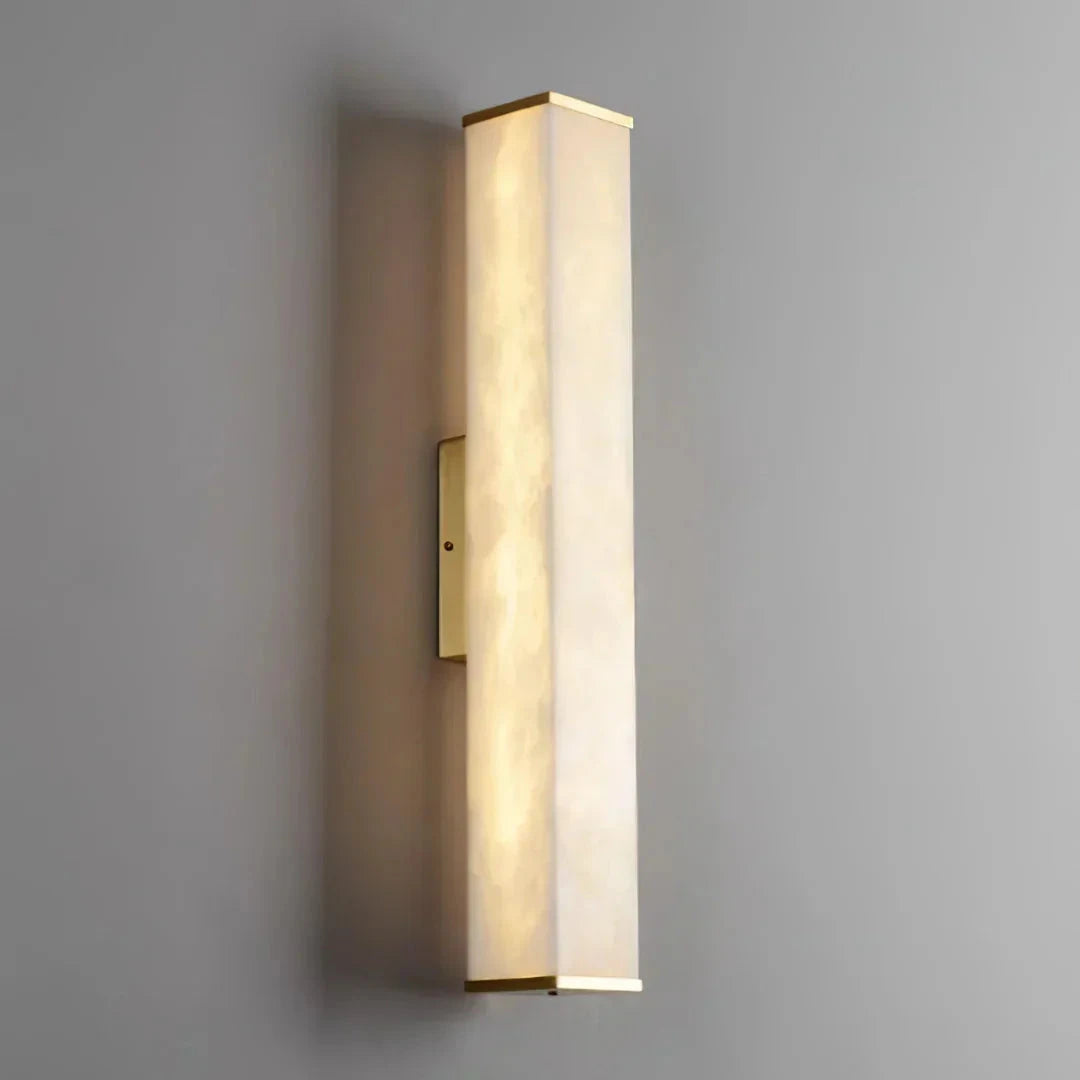 Illuminated Rectangular Alabaster LED Wall Sconce Studio Display