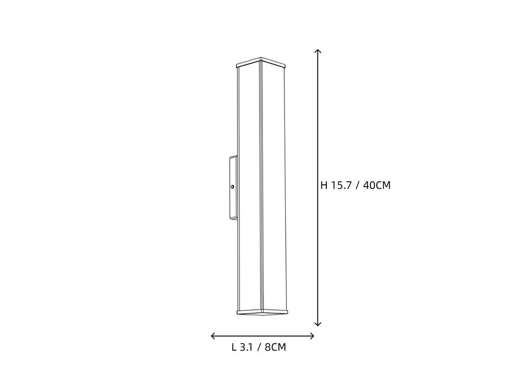 Rectangular Alabaster Wall Sconce Line Art Dimension Diagram