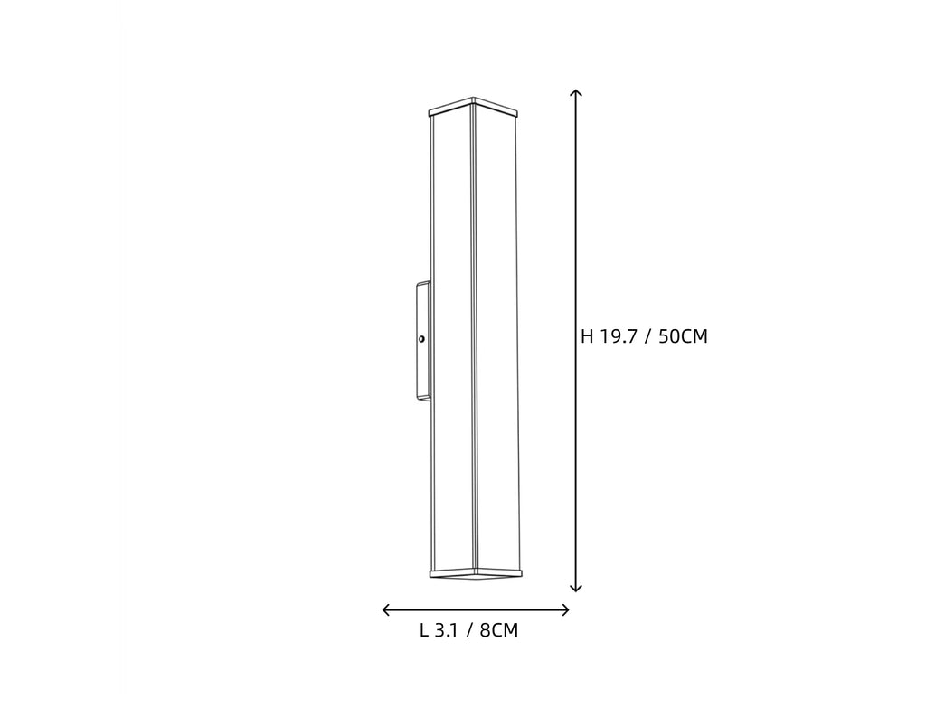 Alabaster Bar LED Wall Light Line Art Dimension Diagram