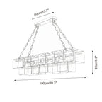 Side View Dimensioned Technical Line Drawing of Glass Chandelier