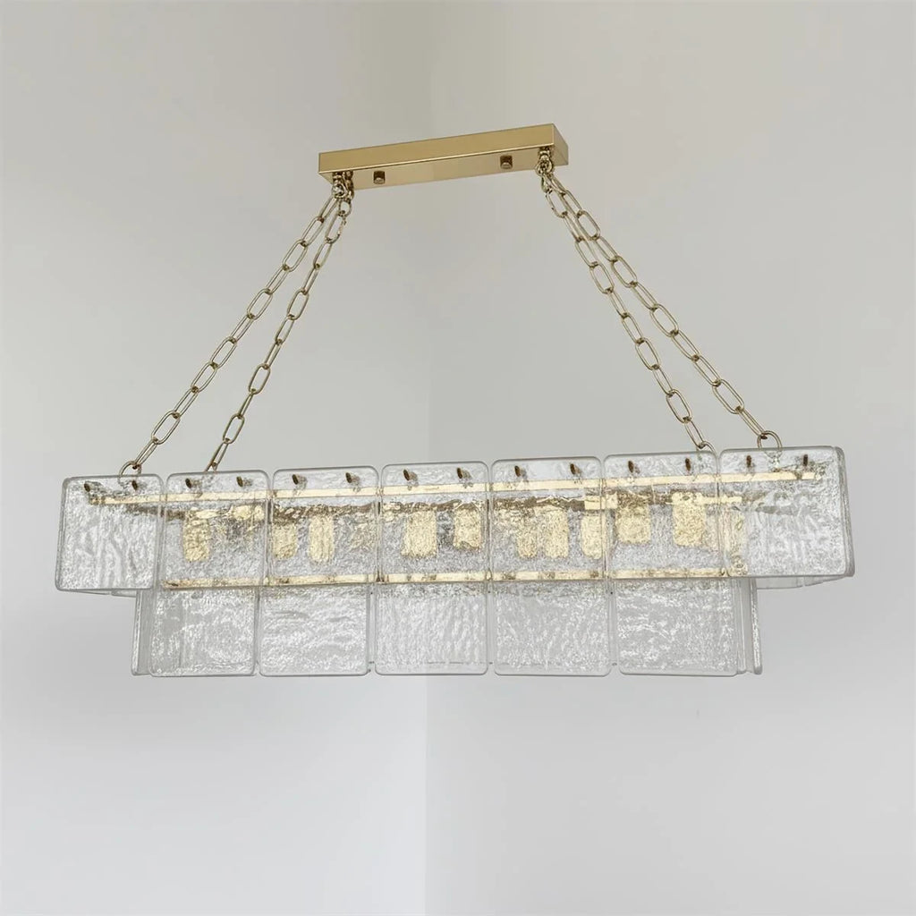 Alternate Angle Shot of Double-Layer Glass Chandelier on White Background