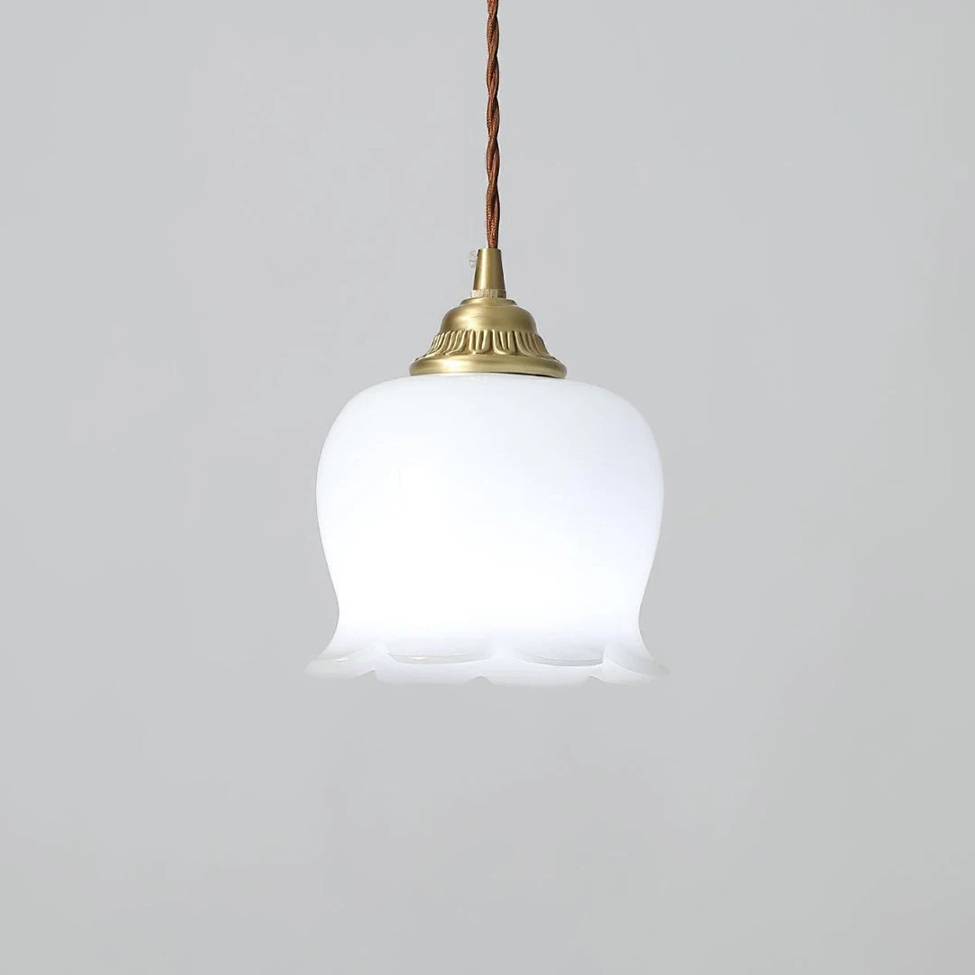 Unlit Tulip Milk Glass Pendant Light Studio Display