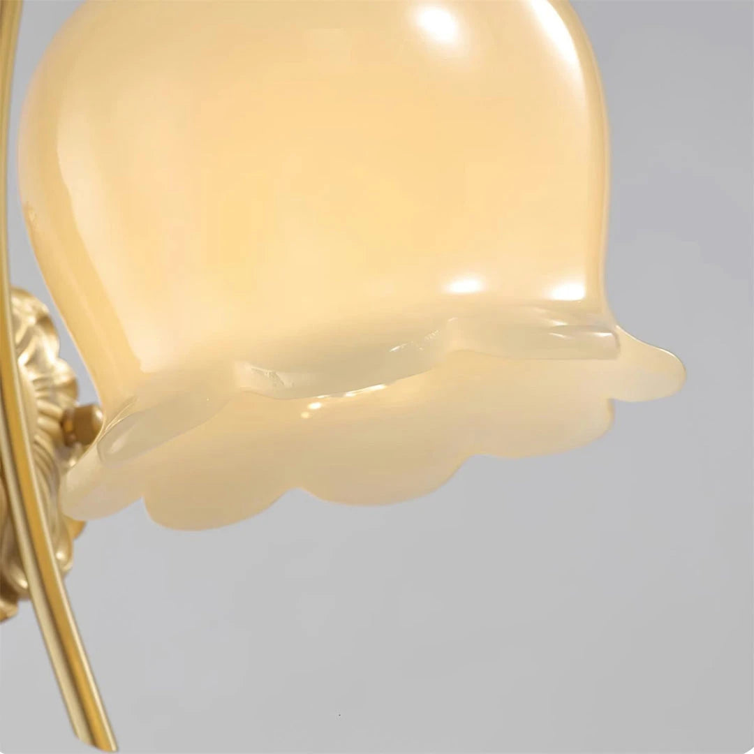 Close Up View of Lily of the Valley Wave Rim Glass Shade