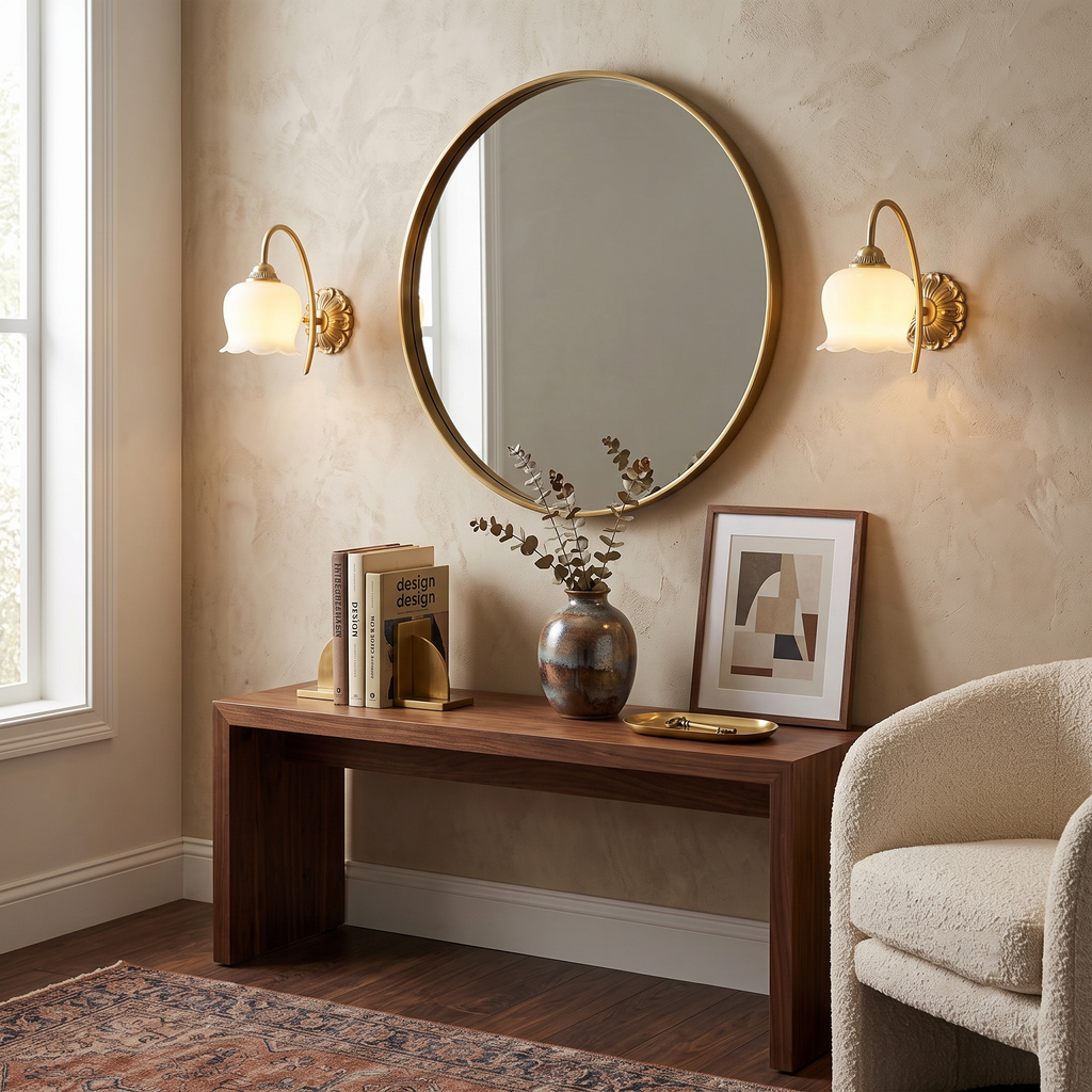 Resin Flower Brass Sconce