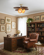 Modern Wood Petal Ceiling Light in Home Office Interior