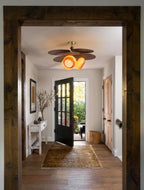 Modern Wood Petal Ceiling Light in Hallway Corridor