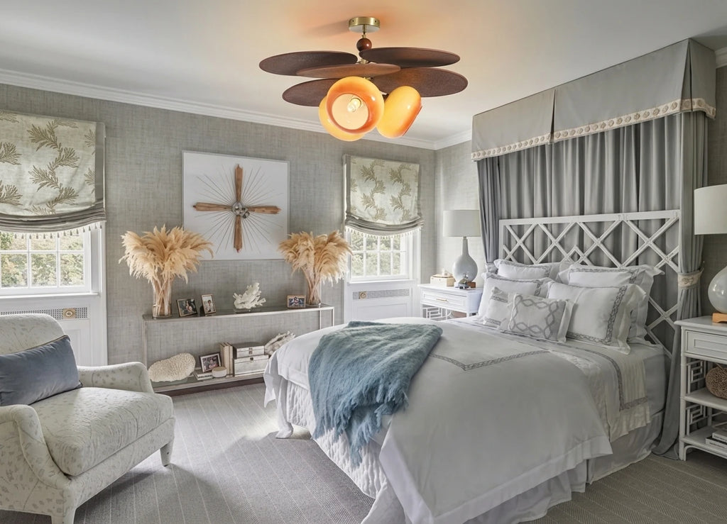 Modern Wood Layered Ceiling Light in Master Bedroom