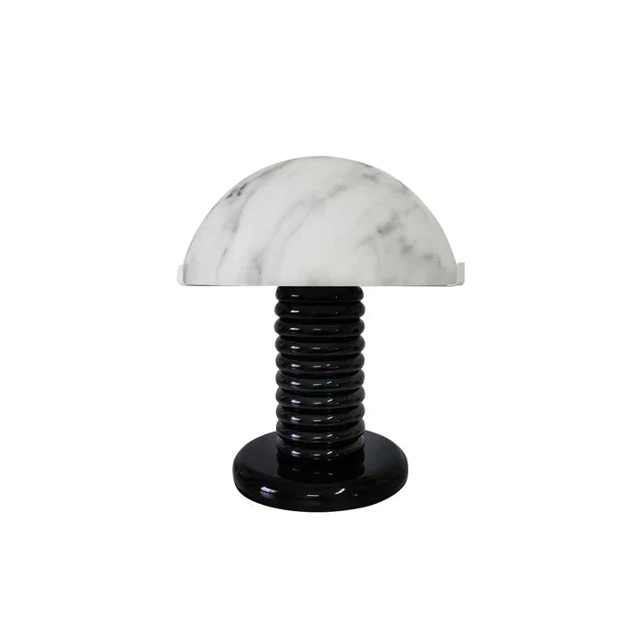 Modern Marble Mushroom Table Lamp on Pure White Background