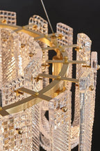 Close Up View of Fluted Art Glass Texture and Brass Frame Details