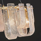 Illuminated Modern Fluted Art Glass Multi-Tier Chandelier Studio Shot