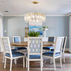 Modern Fluted Art Glass Chandelier in Formal Dining Room