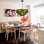Modern Green Gradient Tiered Chandelier in Cozy Dining Nook