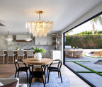 Modern Oval Art Glass Semi-Flush Mount Chandelier in Open Plan Kitchen Dining