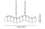 Modern Large Feather Wave Art Glass Linear Chandelier Line Art Dimension Diagram