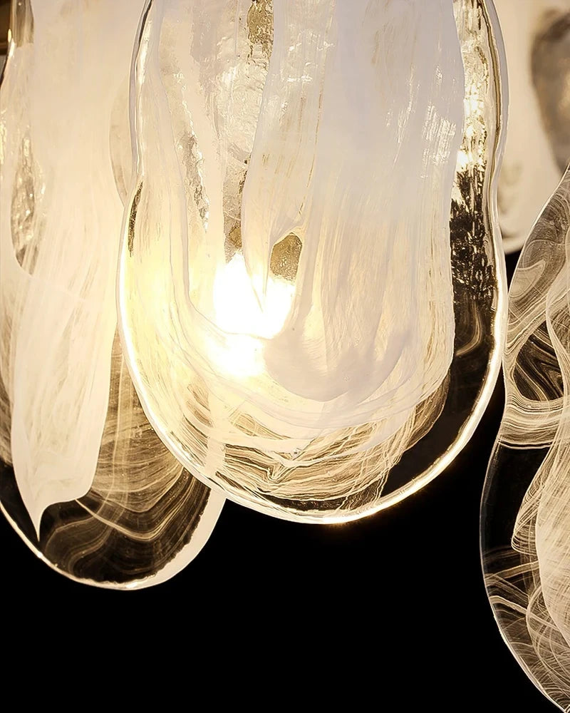 Close Up View of Illuminated Feather Wave Art Glass Texture and Glow Details