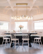 Modern Wave Art Glass Linear Chandelier Over Dining Nook