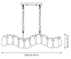 Modern Large Wave Art Glass Linear Chandelier Line Art Dimension Diagram