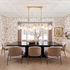 Modern Wave Art Glass Linear Chandelier in Open Plan Dining Setting