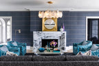 Modern Feather Wave Art Glass Chandelier in Formal Living Room