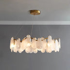 Illuminated Modern Feather Wave Art Glass Chandelier Studio Shot