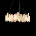 Illuminated Modern Feather Wave Art Glass Chandelier Studio Shot on Dark Background