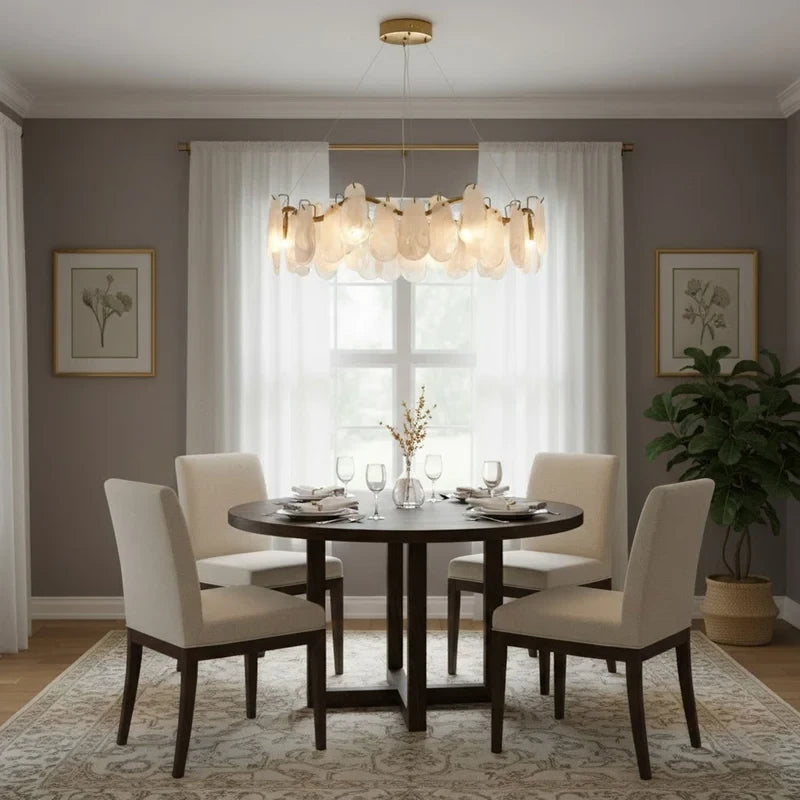 Modern Feather Wave Art Glass Chandelier in Contemporary Dining Area