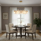 Modern Feather Wave Art Glass Chandelier in Contemporary Dining Area