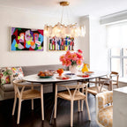 Modern Feather Wave Art Glass Chandelier Over Dining Nook