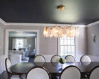 Modern Feather Wave Art Glass Chandelier in Luxury Dining Area