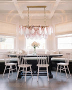 Modern Gradient Petal Art Glass Chandelier in Classic Dining Setting