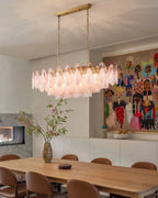 Modern Gradient Petal Art Glass Chandelier in Formal Dining Room