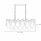 Modern Gradient Petal Art Glass Chandelier Line Art Dimension Diagram