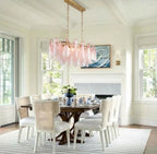 Modern Gradient Petal Chandelier Over Round Dining Table