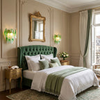 Modern Green Gradient Petal Wall Sconces in Vintage Bedroom