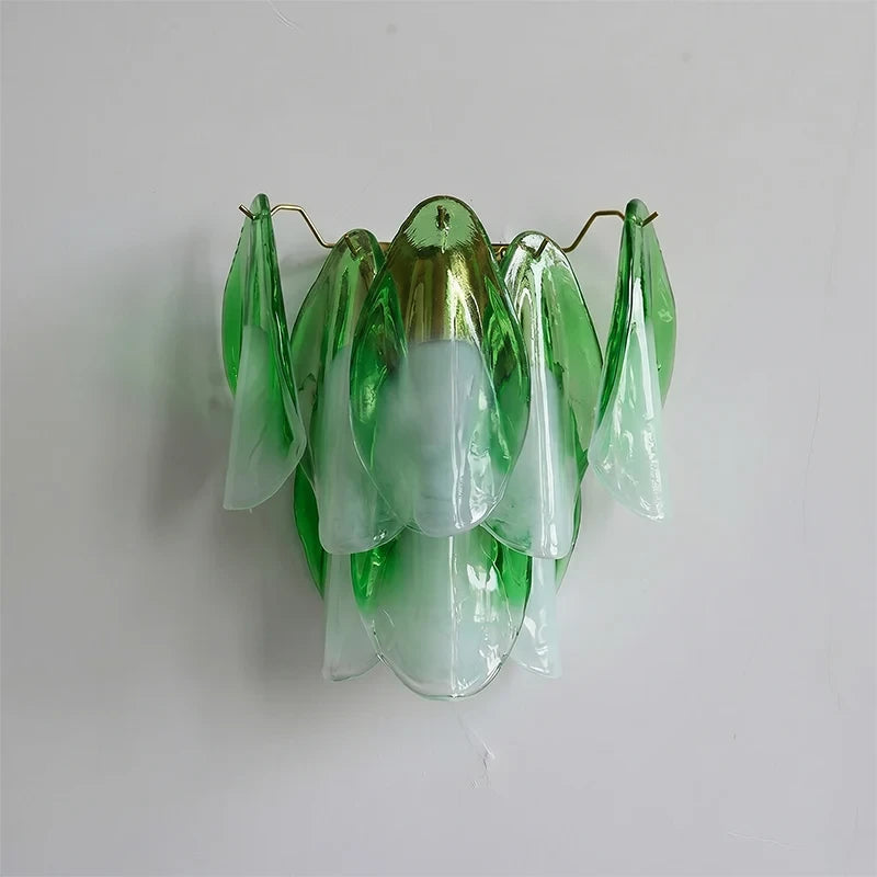 Front View of Modern Green Gradient Petal Wall Sconce Studio Display