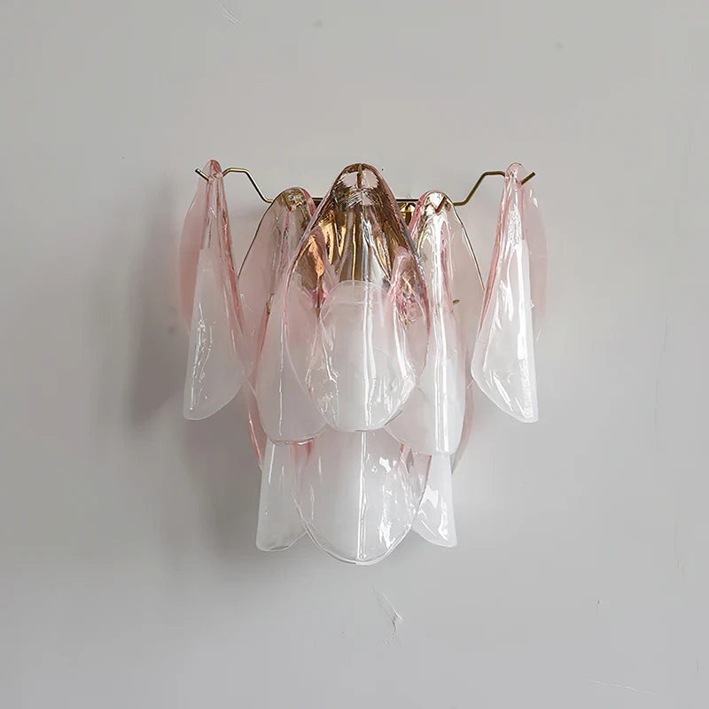 Front View of Modern Pink Gradient Petal Wall Sconce Studio Display