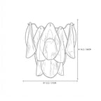 Modern Gradient Petal Art Glass Wall Sconce Line Art Dimension Diagram