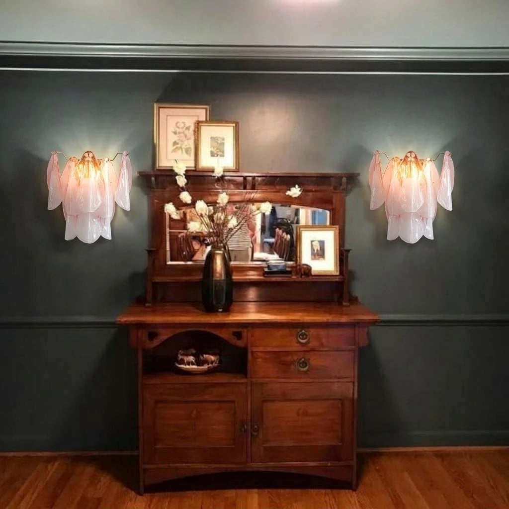 Modern Art Glass Wall Sconces in Classic Interior Setting
