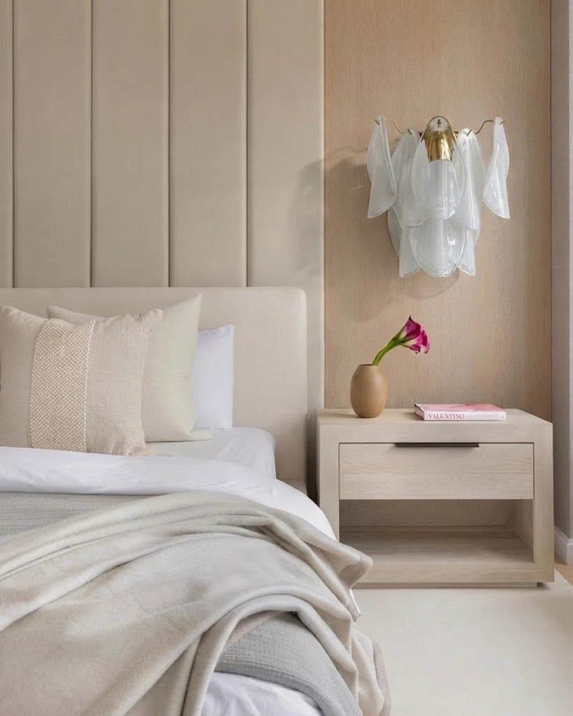 Modern Gradient Petal Wall Sconce in Master Bedroom Setting