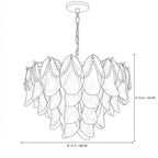 Modern Extra Large Pink Pearl Petal Chandelier Line Art Dimension Diagram