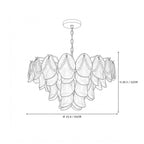 Modern Medium Pink Pearl Petal Chandelier Line Art Dimension Diagram