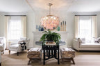 Modern Pink Pearl Art Glass Chandelier in Contemporary Living Space