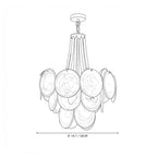 Modern Disc Art Glass Chandelier Line Art Dimension Diagram