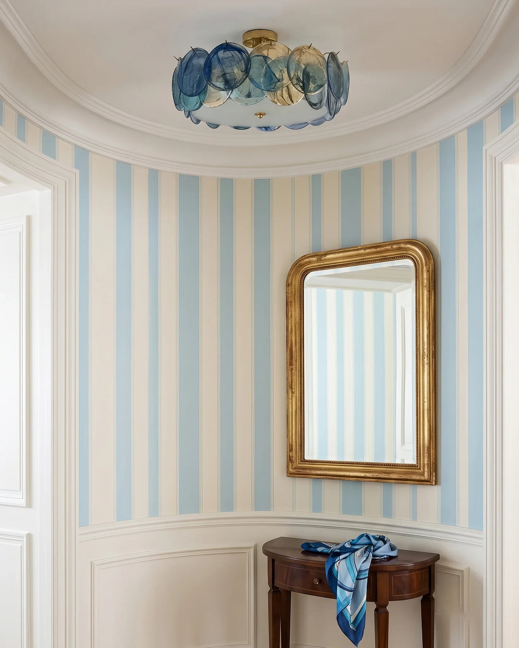 Modern Colorful Disc Art Glass Ceiling Light Along Hallway