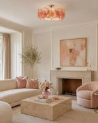 Modern Colorful Disc Ceiling Light in Cozy Living Room