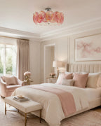 Modern Colorful Disc Art Glass Ceiling Light in Master Bedroom Setting