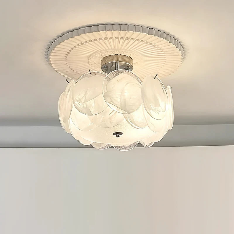 Illuminated Modern White Colorful Disc Semi-Flush Ceiling Light Studio Shot