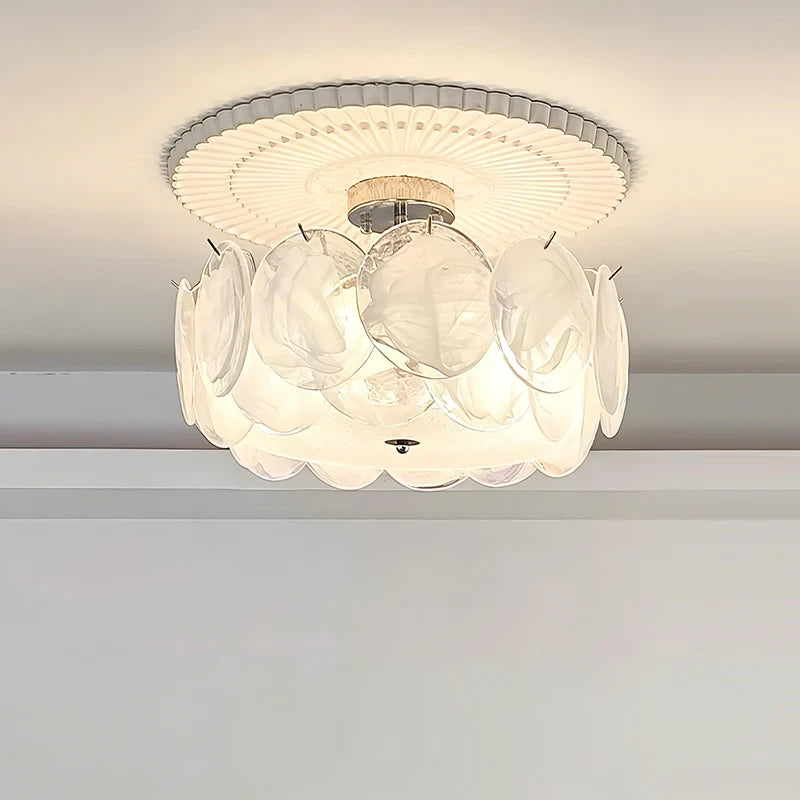 Illuminated Modern White Colorful Disc Ceiling Light Studio Shot